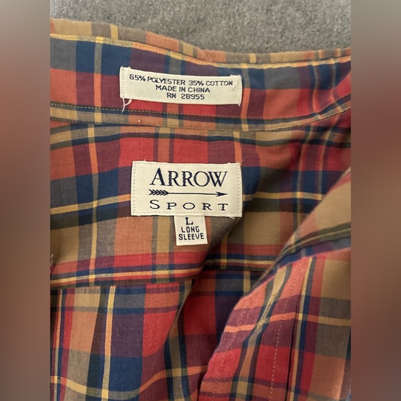Vintage Arrow  Shirt Button Down Mens Large Plaid Soft Acrylic - Picture 2 of 4